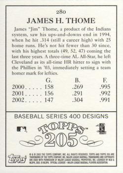2003 Topps 205 #280 Jim Thome Back