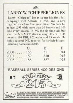 2003 Topps 205 #284 Chipper Jones Back