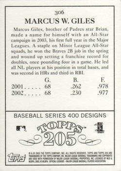 2003 Topps 205 #306 Marcus Giles Back