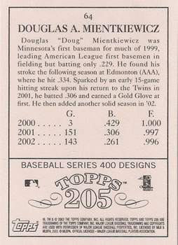 2003 Topps 205 #64 Doug Mientkiewicz Back