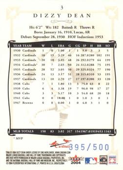 2004 Fleer Greats of the Game - Blue #3 Dizzy Dean Back