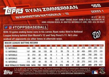 2017 Topps - Limited Edition #168 Ryan Zimmerman Back