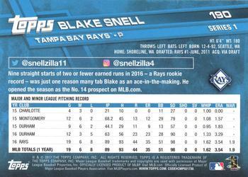 2017 Topps - Limited Edition #190 Blake Snell Back
