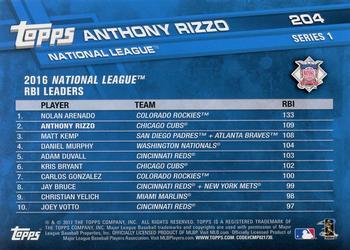 2017 Topps - Limited Edition #204 Anthony Rizzo Back