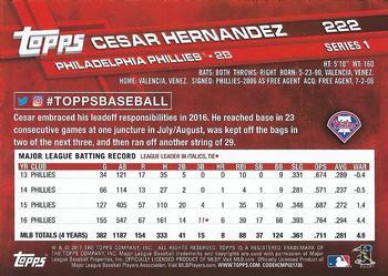 2017 Topps - Limited Edition #222 Cesar Hernandez Back