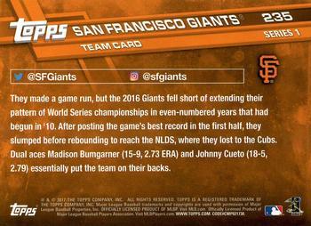 2017 Topps - Limited Edition #235 San Francisco Giants Back