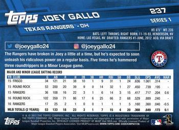 2017 Topps - Limited Edition #237 Joey Gallo Back