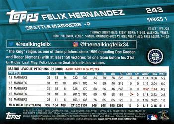 2017 Topps - Limited Edition #243 Felix Hernandez Back