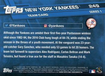 2017 Topps - Limited Edition #249 New York Yankees Back