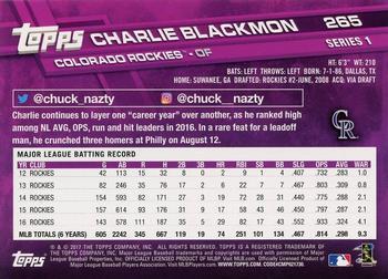 2017 Topps - Limited Edition #265 Charlie Blackmon Back