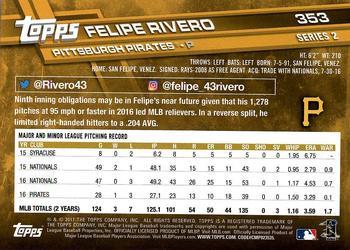 2017 Topps - Limited Edition #353 Felipe Rivero Back