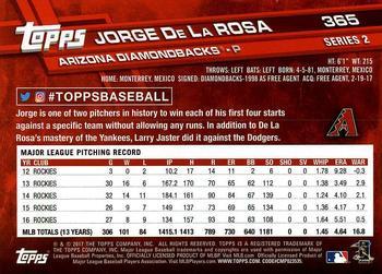 2017 Topps - Limited Edition #365 Jorge De La Rosa Back