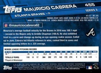 2017 Topps - Limited Edition #455 Mauricio Cabrera Back