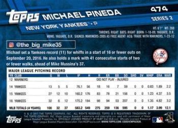 2017 Topps - Limited Edition #474 Michael Pineda Back