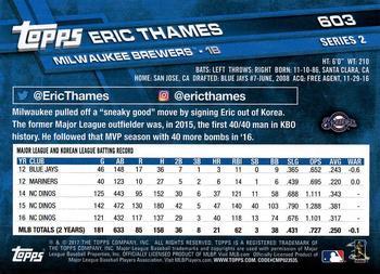 2017 Topps - Limited Edition #603 Eric Thames Back