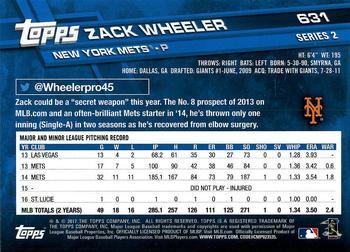 2017 Topps - Limited Edition #631 Zack Wheeler Back