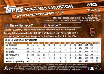 2017 Topps - Limited Edition #683 Mac Williamson Back