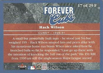 2004 Fleer Greats of the Game - Forever #17F Hack Wilson Back