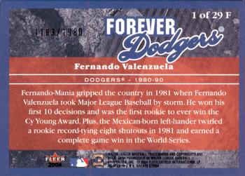 2004 Fleer Greats of the Game - Forever #1F Fernando Valenzuela Back