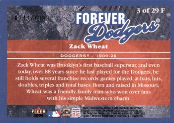2004 Fleer Greats of the Game - Forever #3F Zack Wheat Back