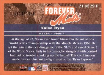 2004 Fleer Greats of the Game - Forever #21F Nolan Ryan Back