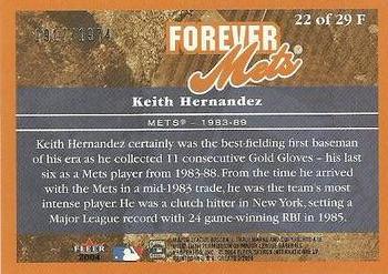 2004 Fleer Greats of the Game - Forever #22F Keith Hernandez Back