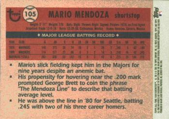 2003 Topps All-Time Fan Favorites #105 Mario Mendoza Back
