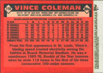 2003 Topps All-Time Fan Favorites #119 Vince Coleman Back