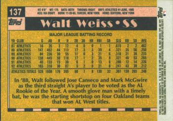 2003 Topps All-Time Fan Favorites #137 Walt Weiss Back