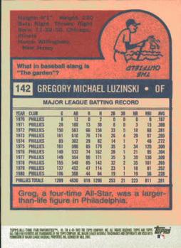 2003 Topps All-Time Fan Favorites #142 Greg Luzinski Back