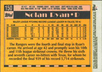 2003 Topps All-Time Fan Favorites #150 Nolan Ryan Back