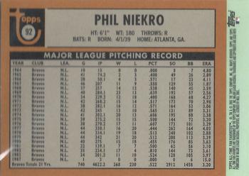 2003 Topps All-Time Fan Favorites #92 Phil Niekro Back