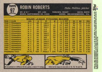 2003 Topps All-Time Fan Favorites #97 Robin Roberts Back