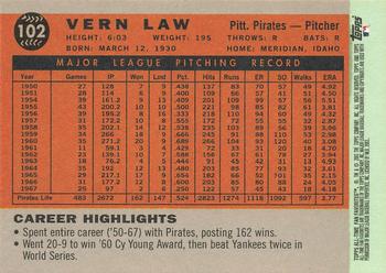 2003 Topps All-Time Fan Favorites #102 Vern Law Back