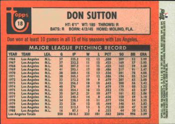 2003 Topps All-Time Fan Favorites #18 Don Sutton Back