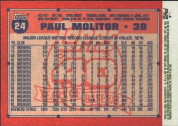 2003 Topps All-Time Fan Favorites #24 Paul Molitor Back