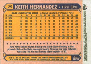 2003 Topps All-Time Fan Favorites #25 Keith Hernandez Back