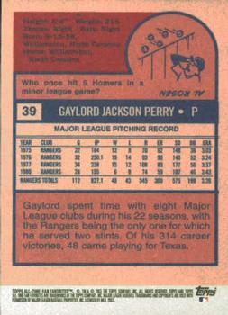 2003 Topps All-Time Fan Favorites #39 Gaylord Perry Back