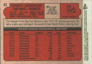 2003 Topps All-Time Fan Favorites #43 Sparky Anderson Back