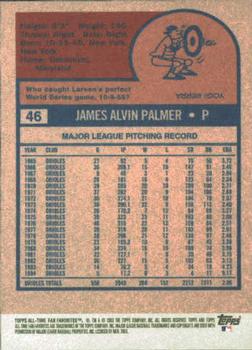 2003 Topps All-Time Fan Favorites #46 Jim Palmer Back
