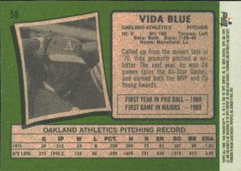 2003 Topps All-Time Fan Favorites #58 Vida Blue Back