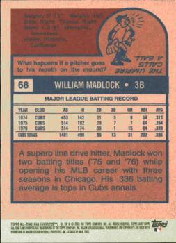 2003 Topps All-Time Fan Favorites #68 Bill Madlock Back