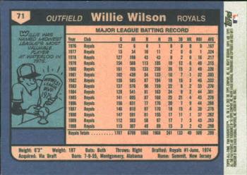 2003 Topps All-Time Fan Favorites #71 Willie Wilson Back