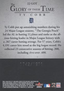 2004 Fleer Greats of the Game - Glory of Their Time #22 GOT Ty Cobb Back