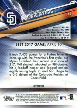 2017 Bowman's Best - Refractor #63 Wil Myers Back