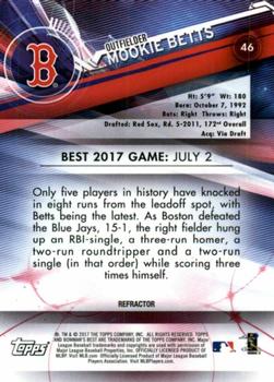 2017 Bowman's Best - Blue Refractor #46 Mookie Betts Back