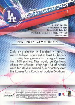 2017 Bowman's Best - Red Refractor #7 Clayton Kershaw Back