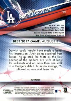 2017 Bowman's Best - Red Refractor #29 Yu Darvish Back