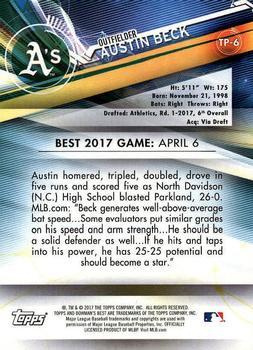 2017 Bowman's Best - Top Prospects Atomic Refractor #TP-6 Austin Beck Back