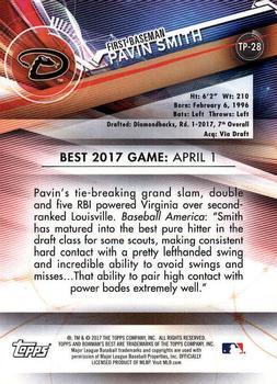 2017 Bowman's Best - Top Prospects Atomic Refractor #TP-28 Pavin Smith Back